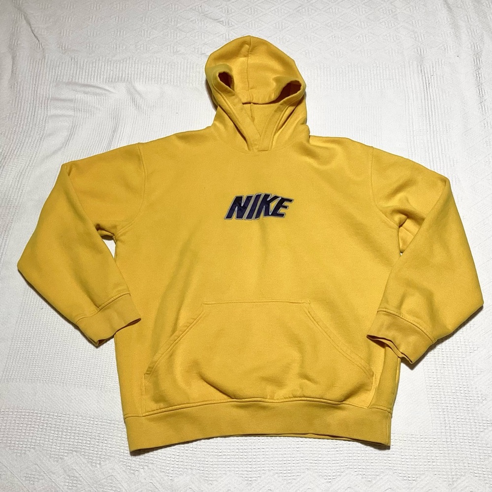 Nike Size XL Golden Yellow Fleece Hoodie Hooded Sweatshirt Possibly Vintage?